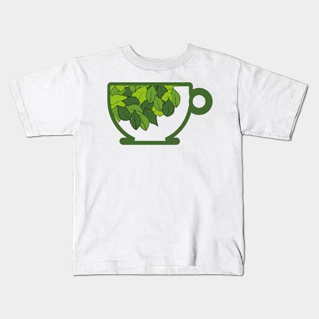 cup of organic herbal leaf tea for healthy life Kids T-Shirt by asepsarifudin09